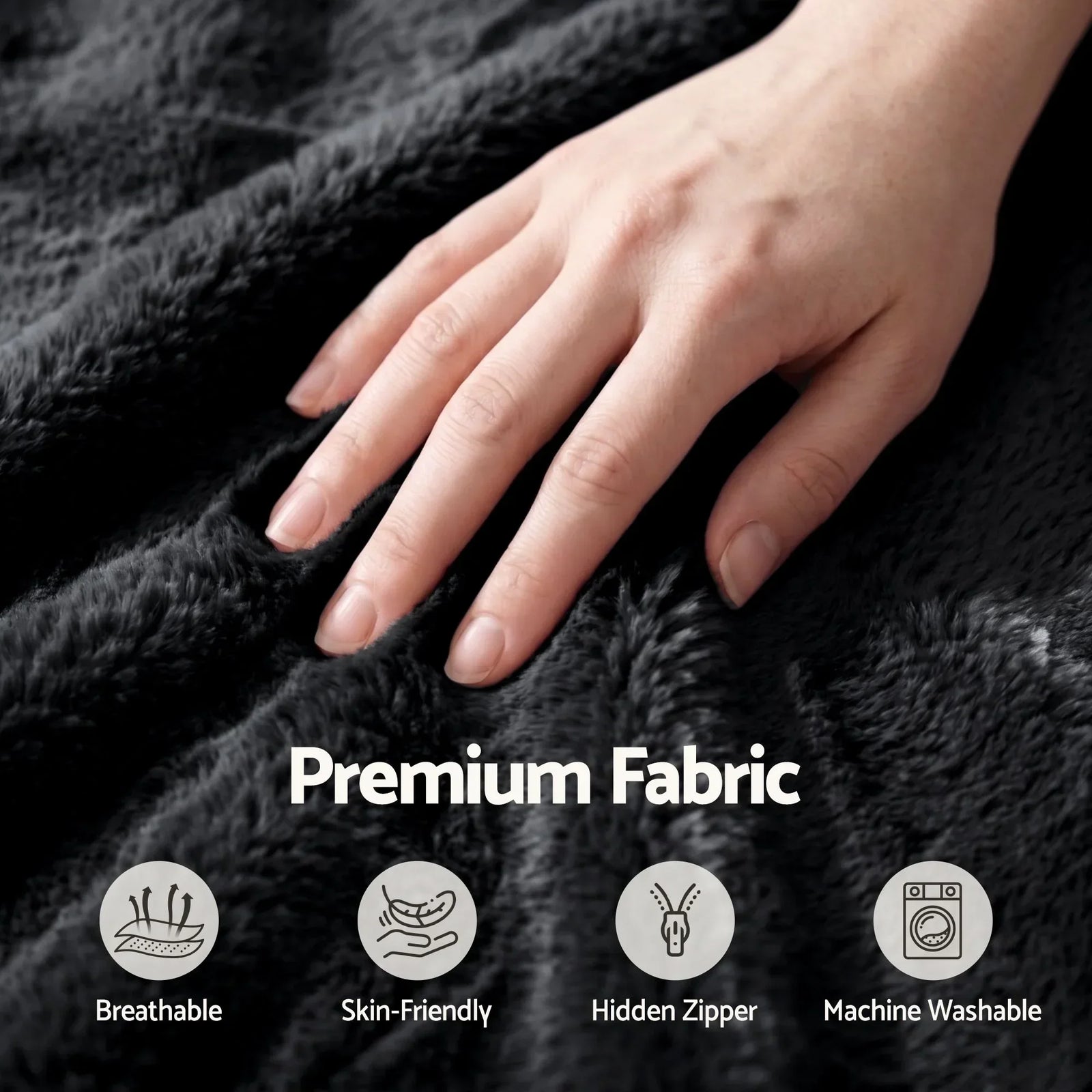Faux Fur Bean Bag Cover – Large 107cm, Black, Soft, Washable, No Filling