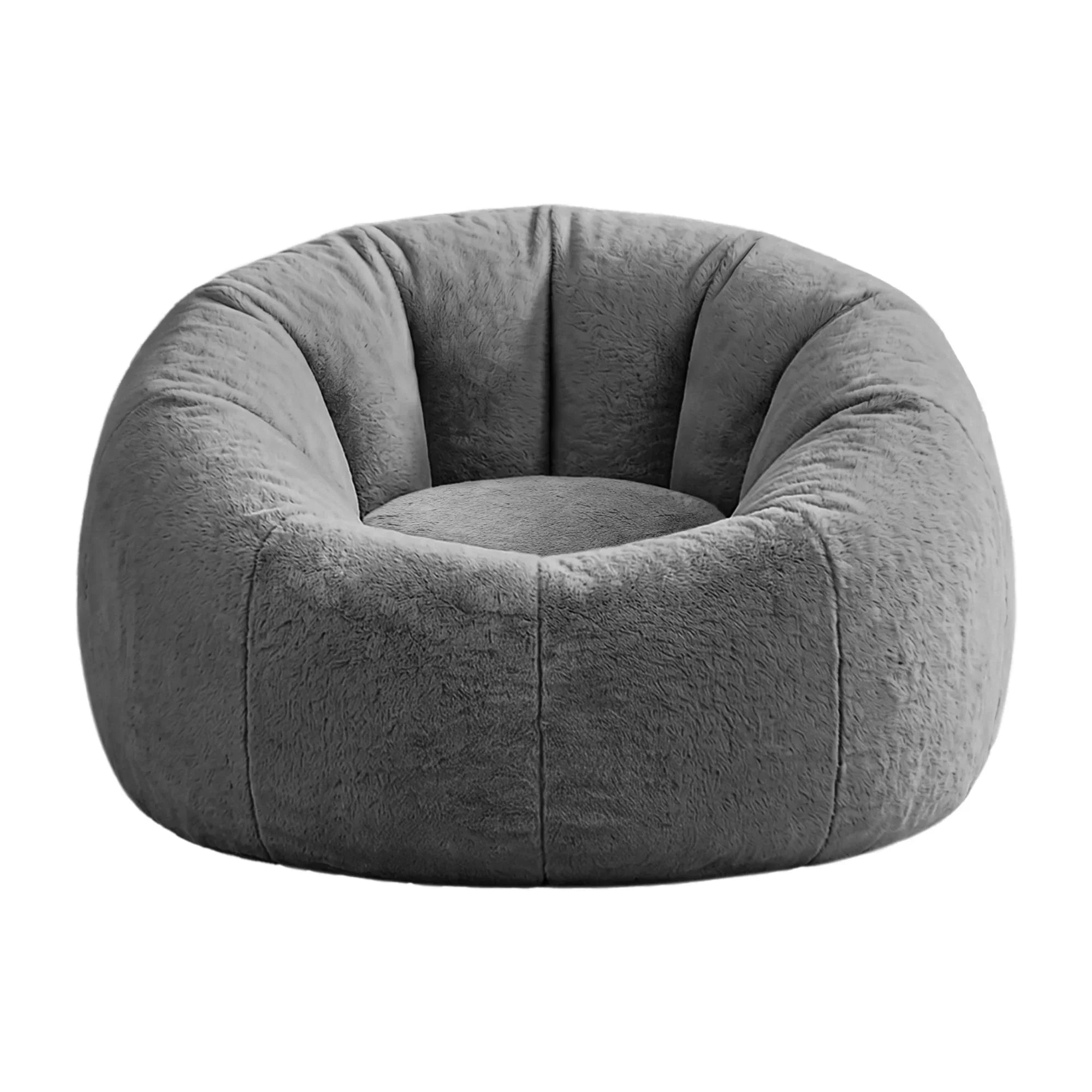 Faux Fur Bean Bag Cover – Large 107cm, Grey, Soft, Washable, No Filling