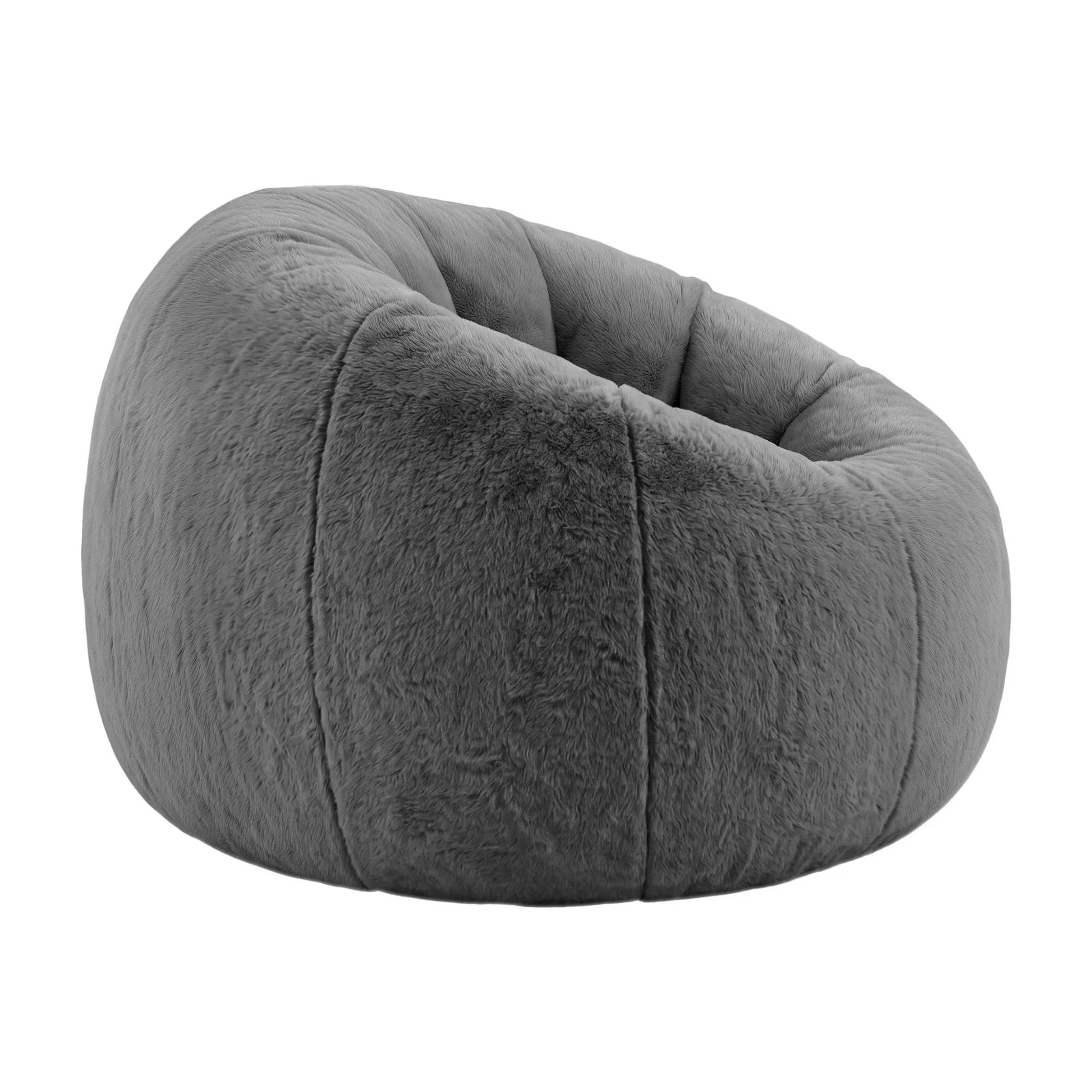 Faux Fur Bean Bag Cover – Large 107cm, Grey, Soft, Washable, No Filling