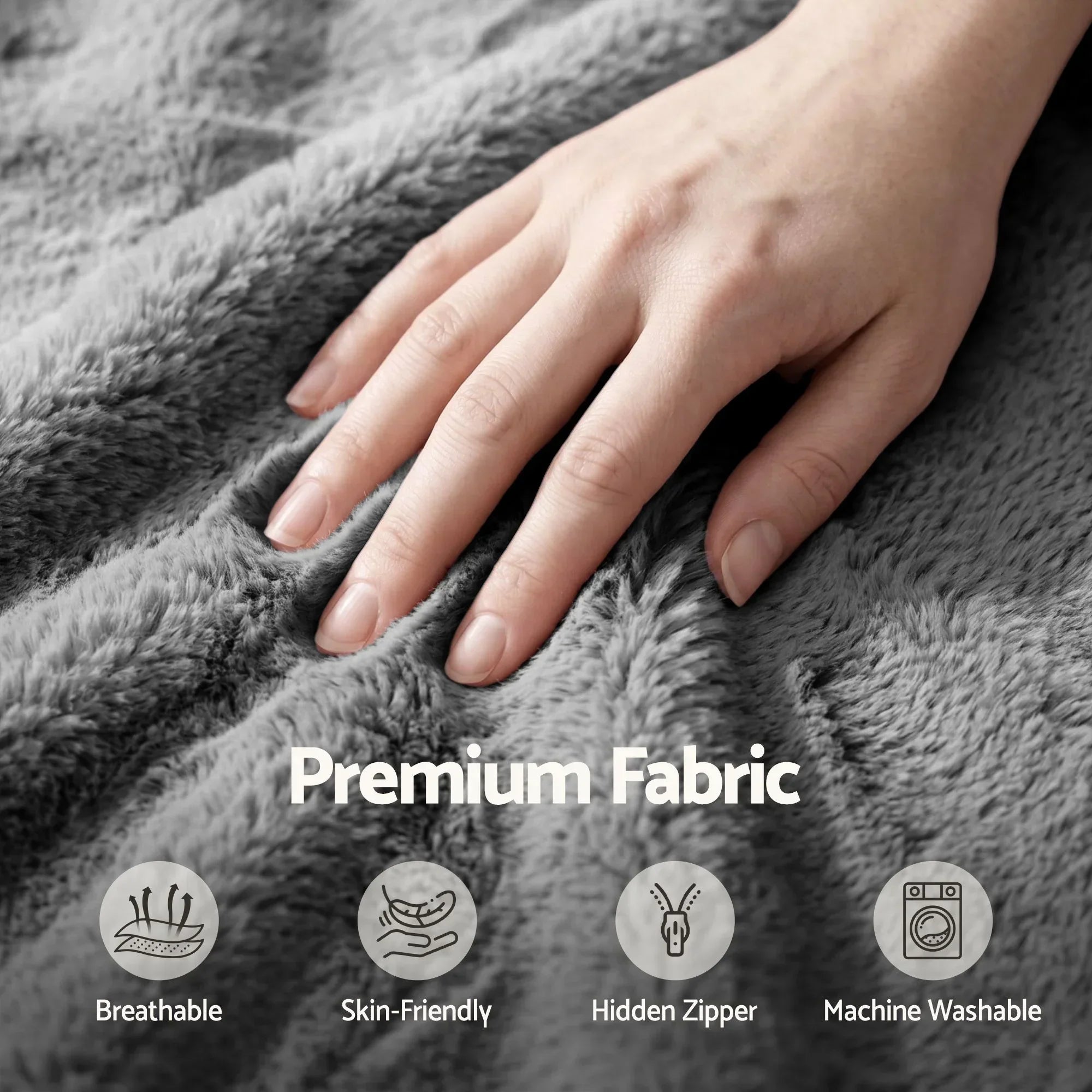 Faux Fur Bean Bag Cover – Large 107cm, Grey, Soft, Washable, No Filling