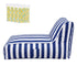 Indoor/Outdoor Bean Bag Chair – Memory Foam, L‑Shape Support, Blue/White