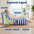Indoor/Outdoor Bean Bag Chair – Memory Foam, L‑Shape Support, Blue/White