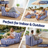 Indoor/Outdoor Bean Bag Chair – Memory Foam, L‑Shape Support, Blue/White