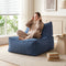 L‑Shape Corduroy Bean Bag – Memory Foam, Supportive Seating, Blue
