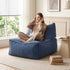 L‑Shape Corduroy Bean Bag – Memory Foam, Supportive Seating, Blue