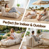 Indoor/Outdoor Bean Bag Chair – Memory Foam, L‑Shape Support, Taupe/White