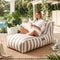 Indoor/Outdoor Bean Bag Chair – Memory Foam, L‑Shape Support, Taupe/White
