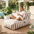 Indoor/Outdoor Bean Bag Chair – Memory Foam, L‑Shape Support, Taupe/White