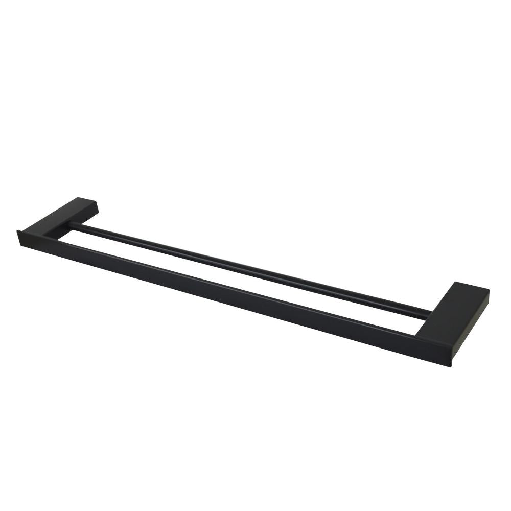 Double Towel Rail 60cm Rack Bar Holder Black