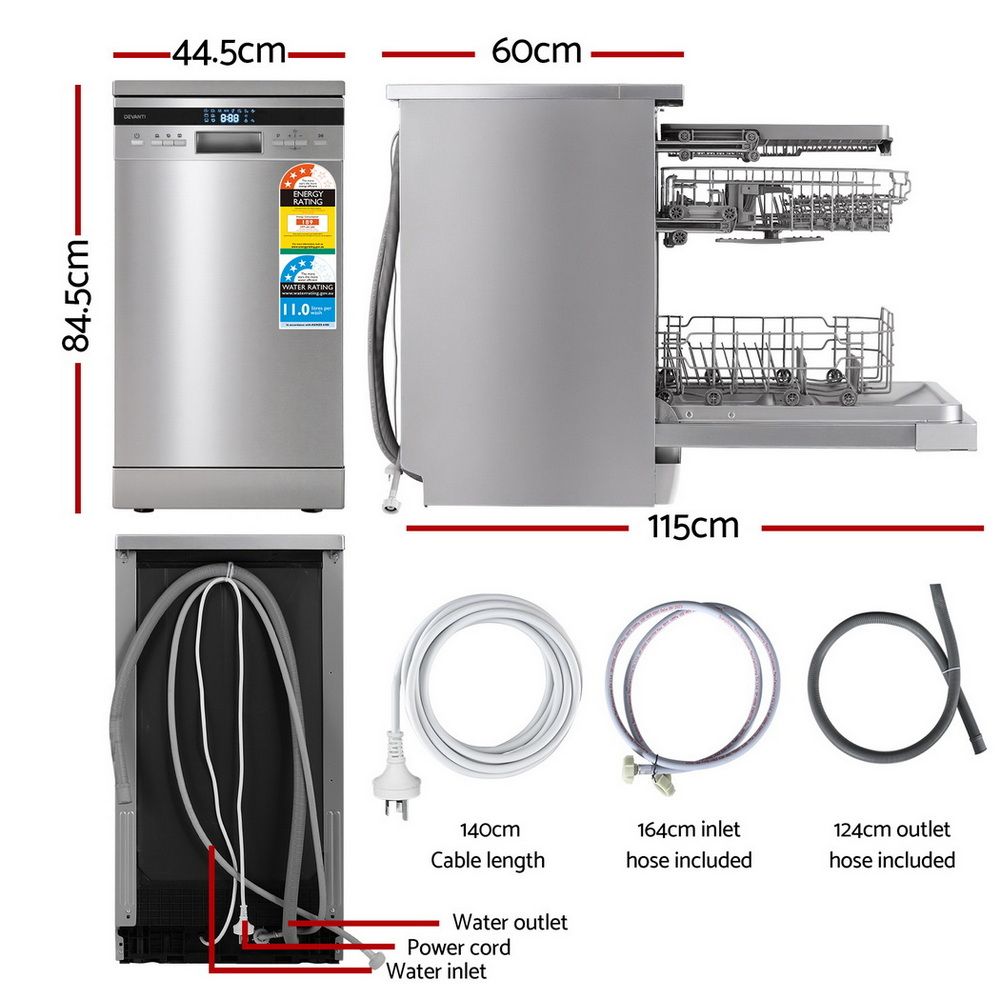 10 Place Settings Freestanding Dishwasher Silver