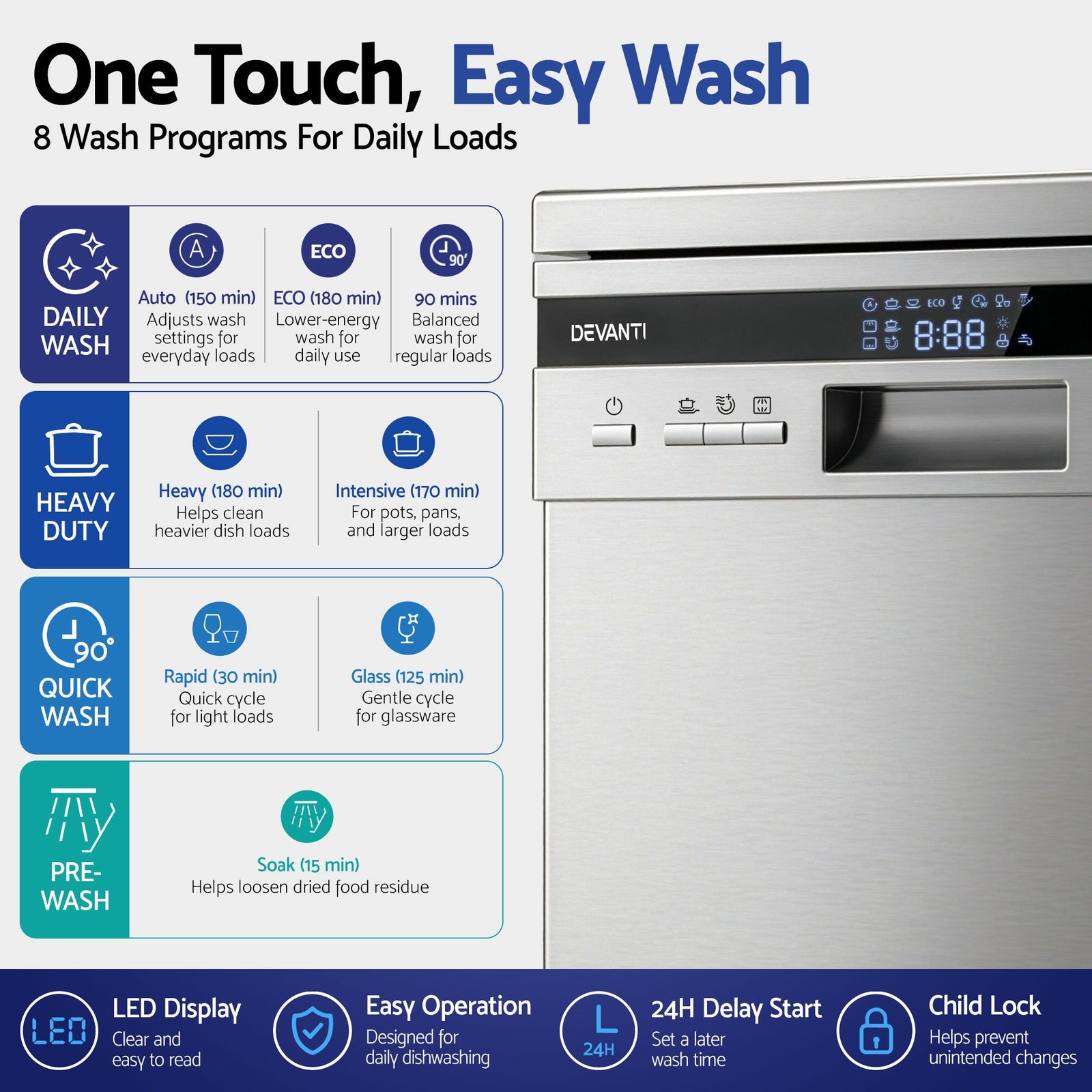 10 Place Settings Freestanding Dishwasher Silver