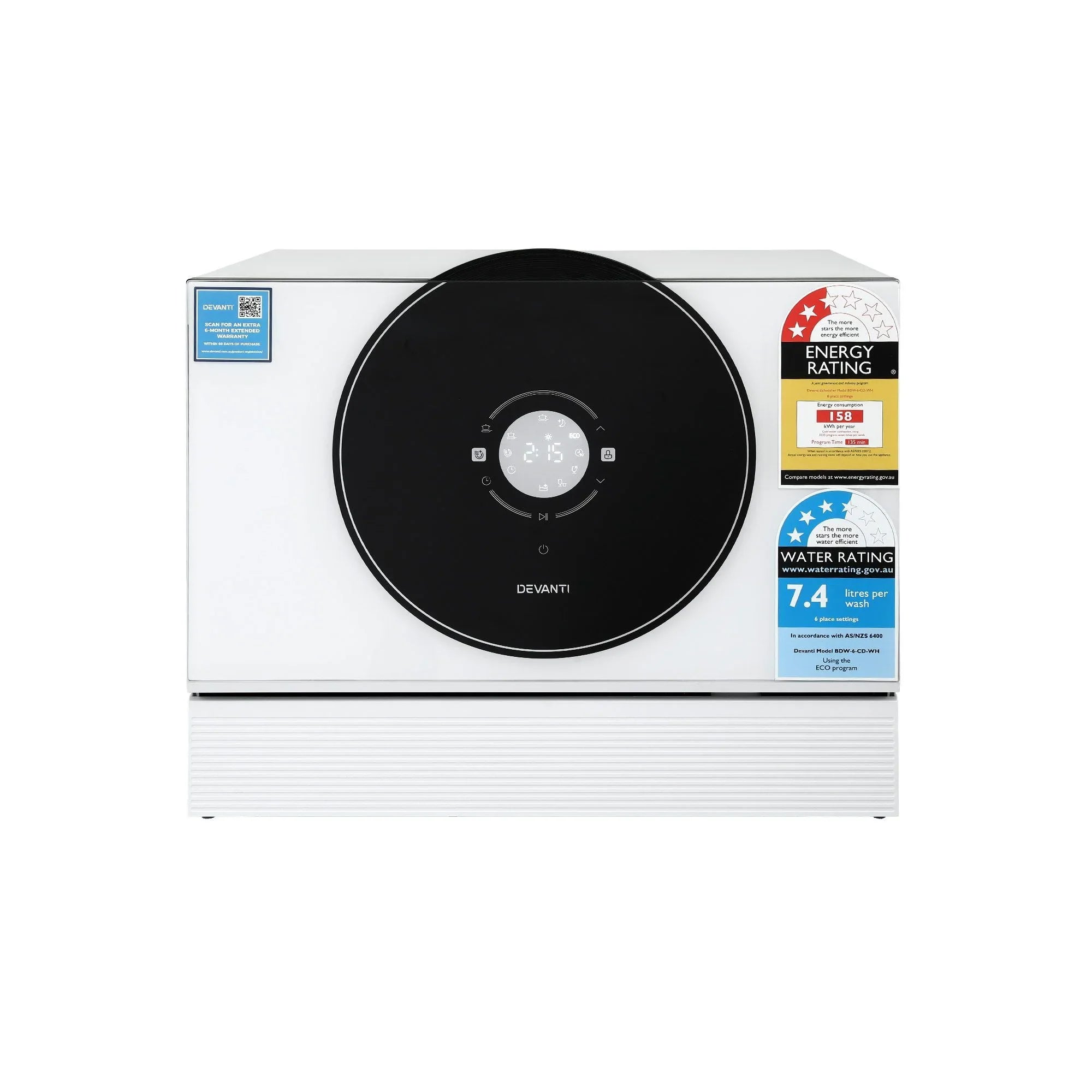 6-Place Setting Benchtop Dishwasher 50cm White