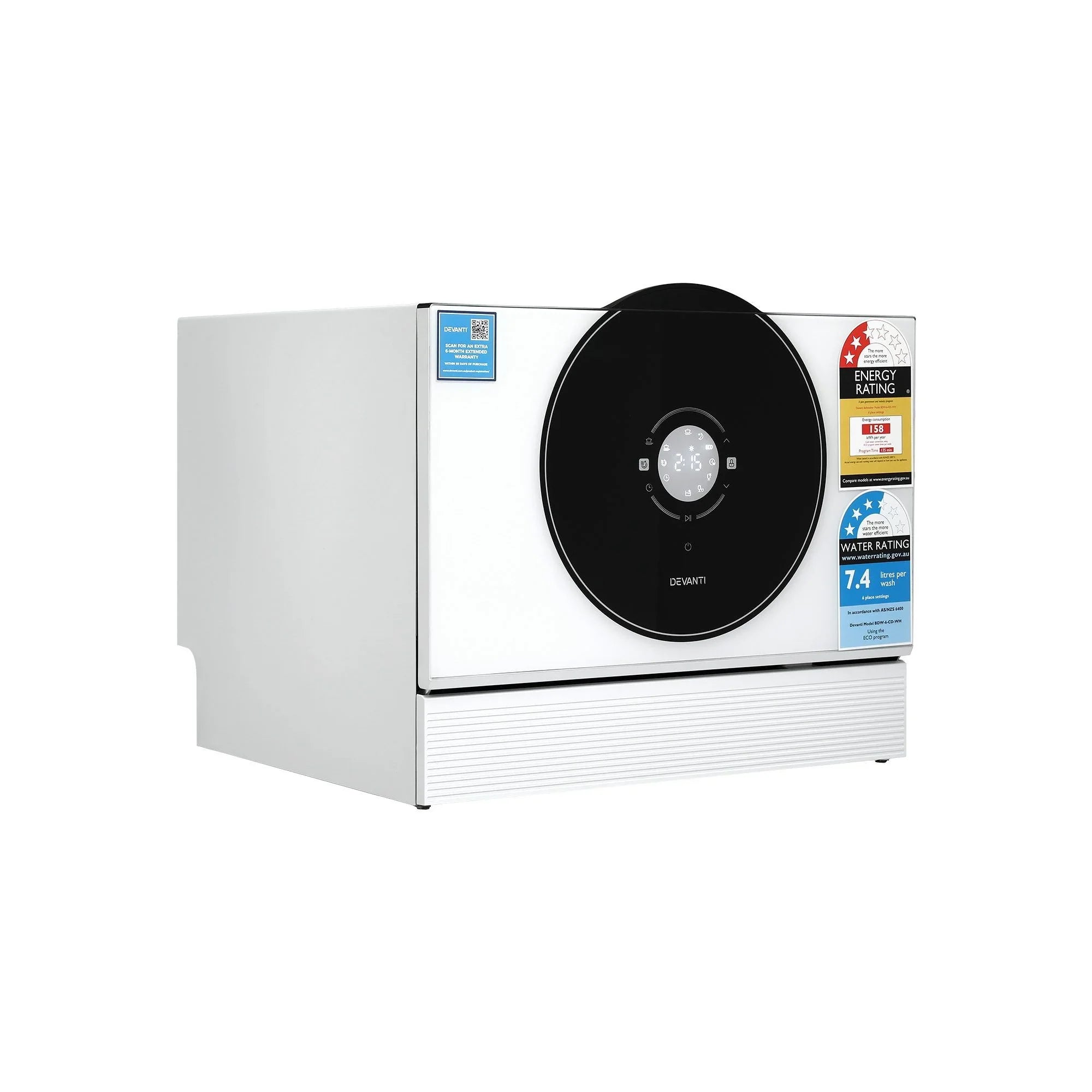 6-Place Setting Benchtop Dishwasher 50cm White