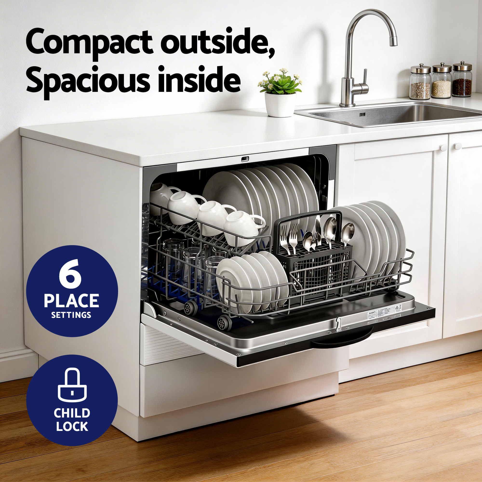 6-Place Setting Benchtop Dishwasher 50cm White