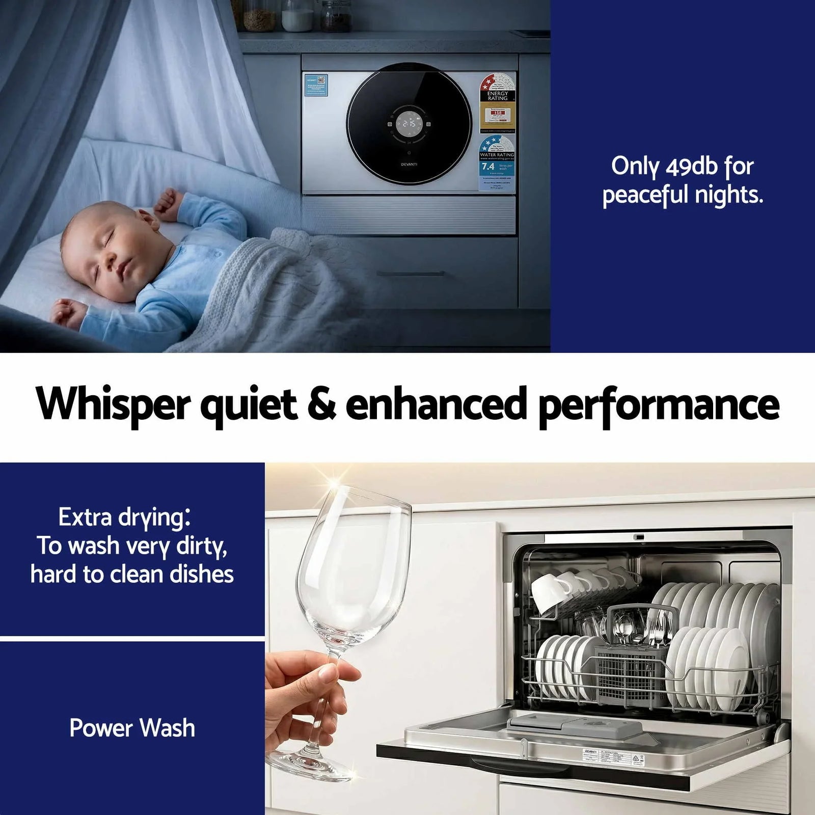 6-Place Setting Benchtop Dishwasher 50cm White