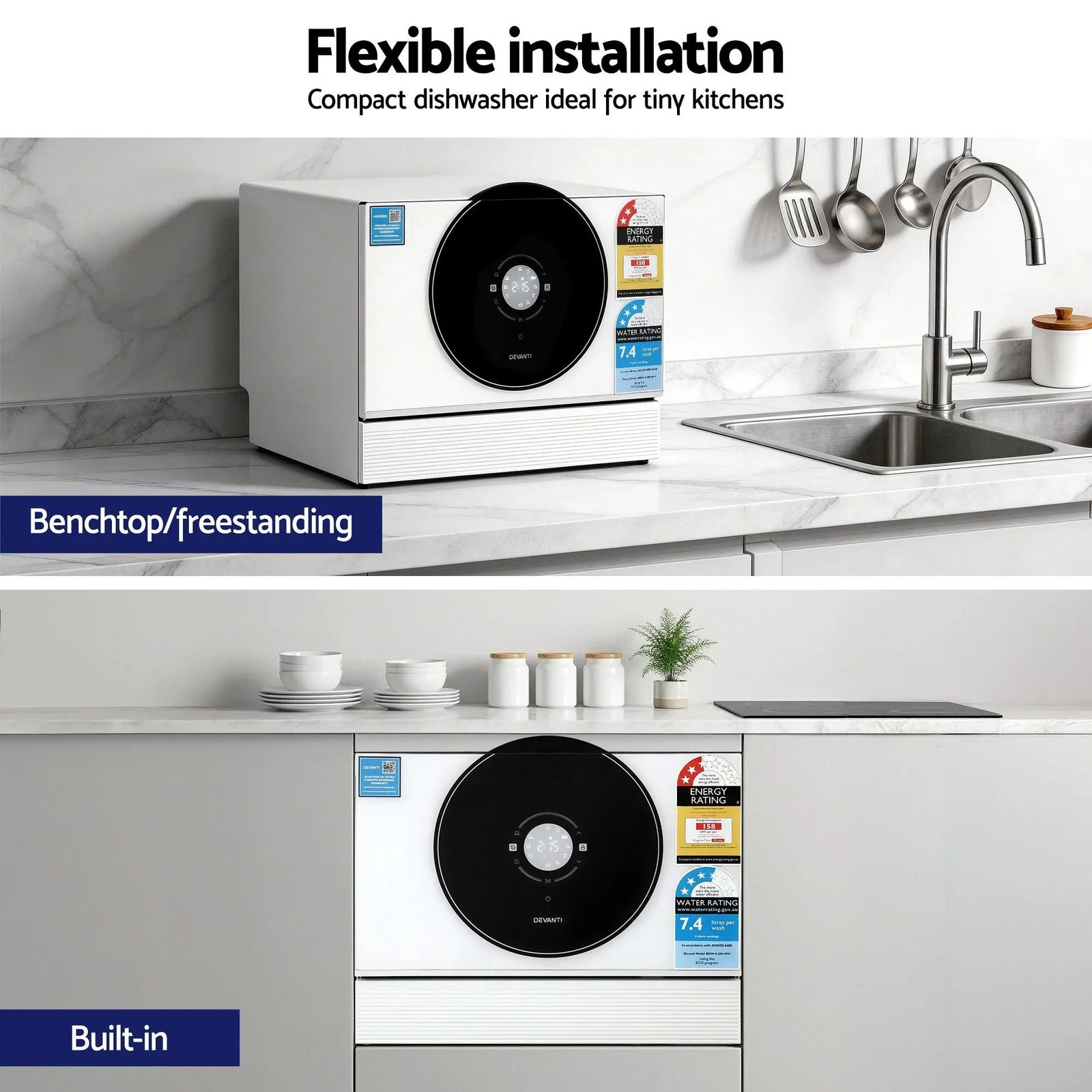 6-Place Setting Benchtop Dishwasher 50cm White