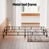 Double Size Metal Bed Frame Grey Fabric Upholstered Slatted Support 300KG MASON