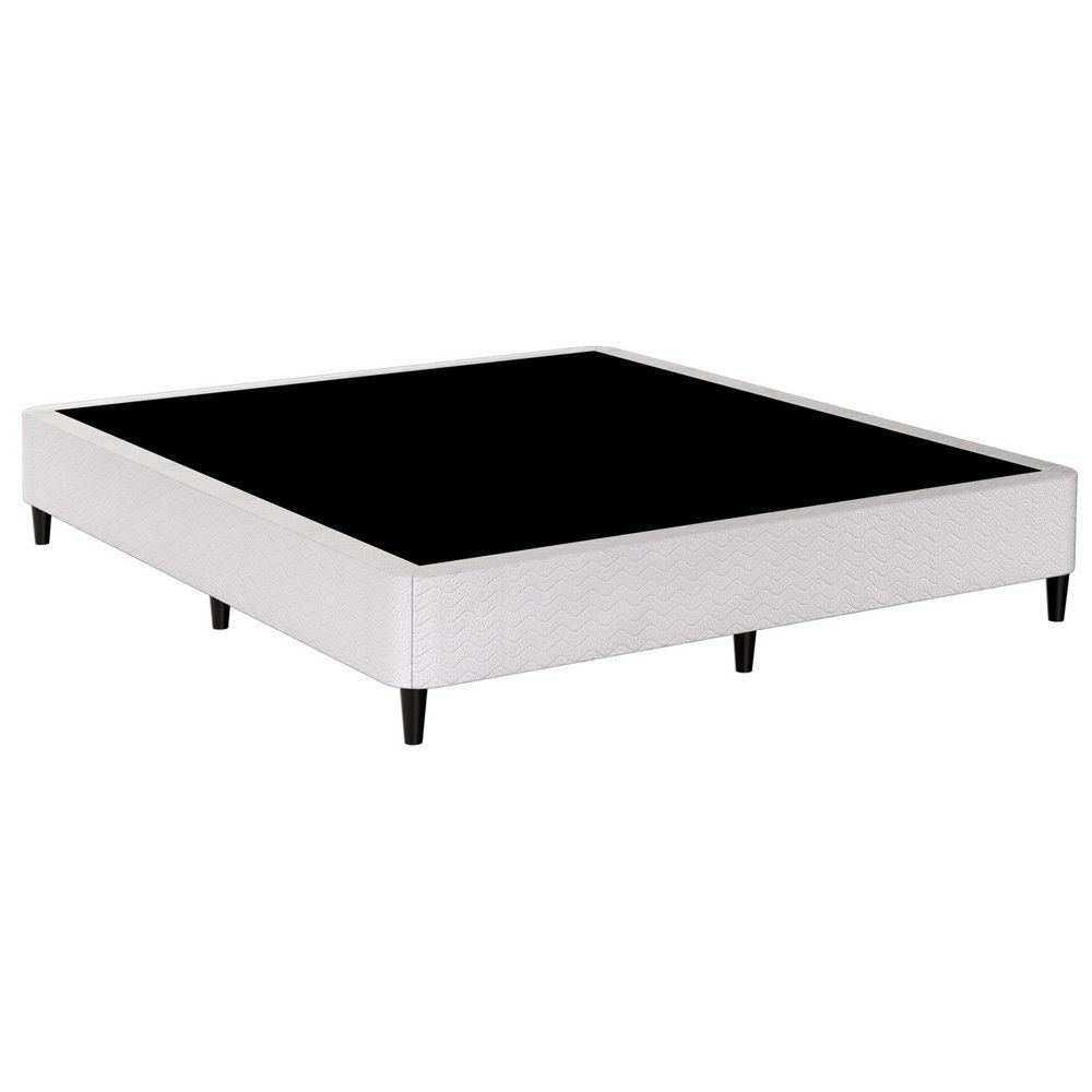 King Size Metal Bed Frame Grey Fabric Upholstered Slatted Support 300KG MASON