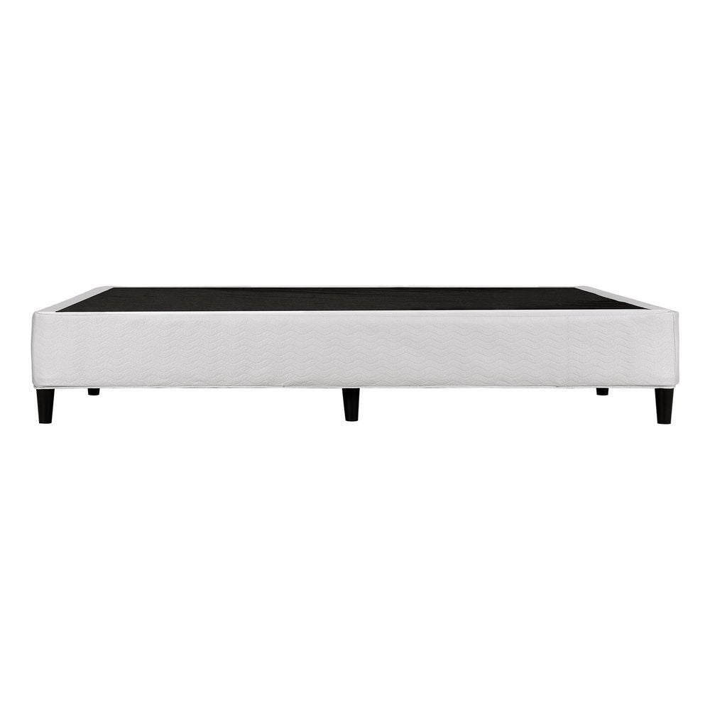 King Size Metal Bed Frame Grey Fabric Upholstered Slatted Support 300KG MASON