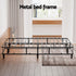 King Size Metal Bed Frame Grey Fabric Upholstered Slatted Support 300KG MASON