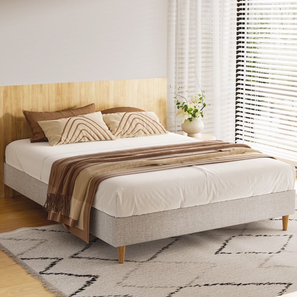 Artiss Bed Frame Double Size Beige ZORA