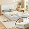 Compression Bed Frame Double Size No Assembly Vacuum High Density Sponge Boucle Cream White