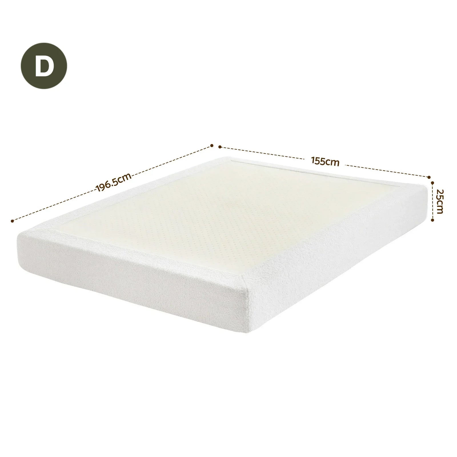 Compression Bed Frame Double Size No Assembly Vacuum High Density Sponge Boucle Cream White