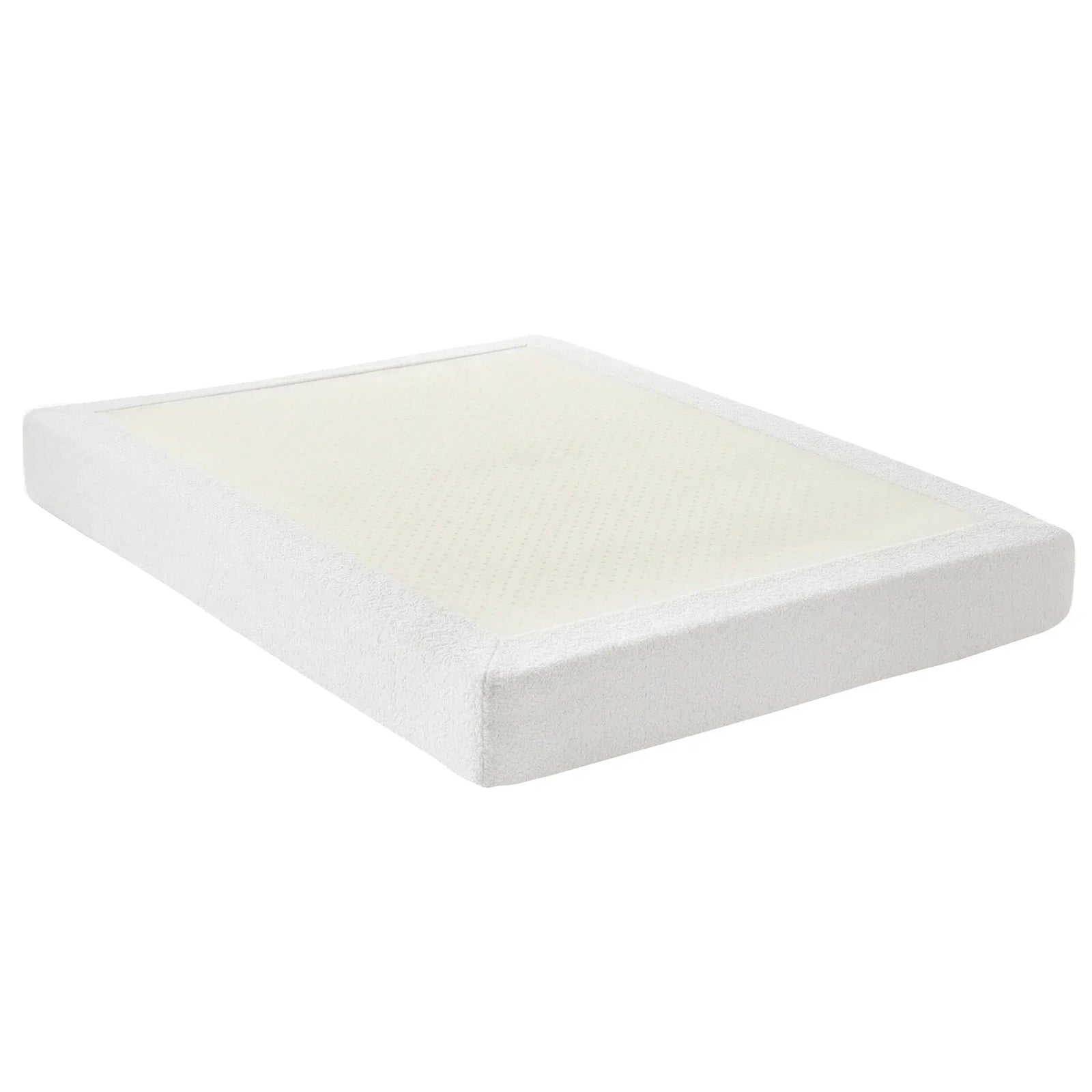 Compression Bed Frame Double Size No Assembly Vacuum High Density Sponge Boucle Cream White
