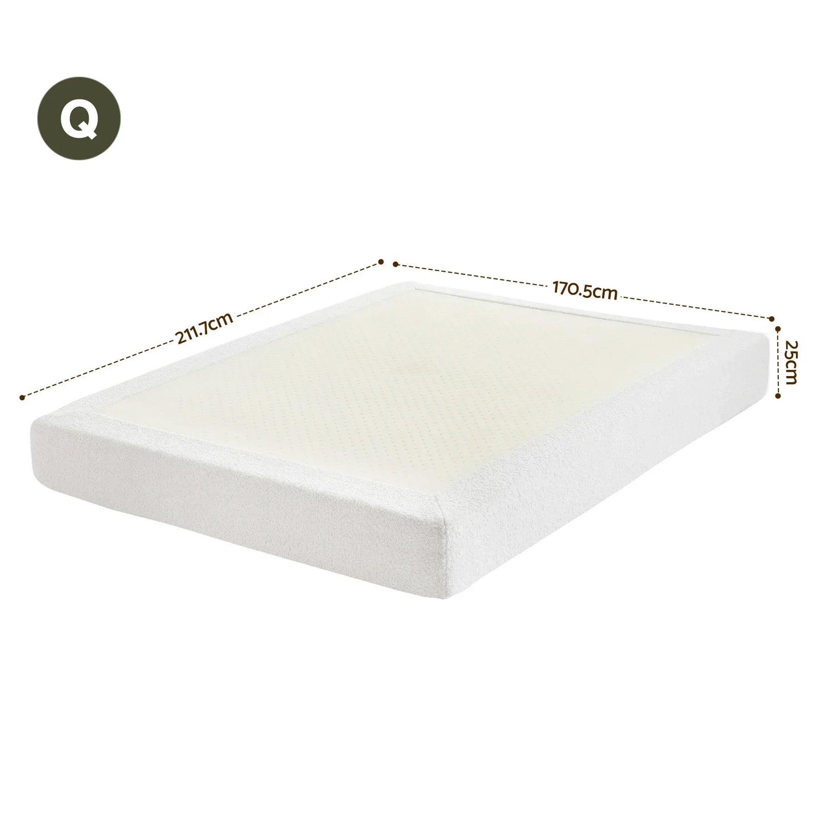 Compression Bed Frame Queen Size No Assembly Vacuum High Density Sponge Boucle Cream White