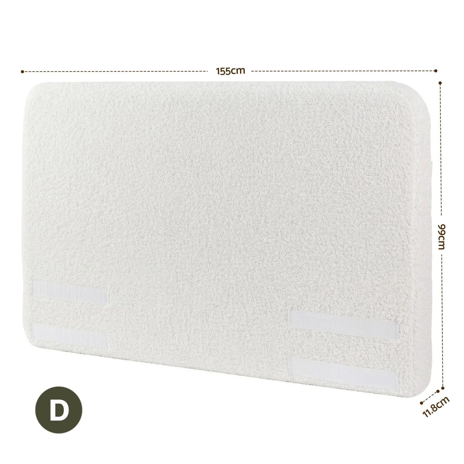 Double Headboard for Bed Frame Boucle Fabric No-Assembly Vacuum Compressed Soft Backrest with Removable Washable Cover 155cm Wide