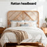 Artiss Bed Headboard Double Bedhead Rattan - FRED Pine