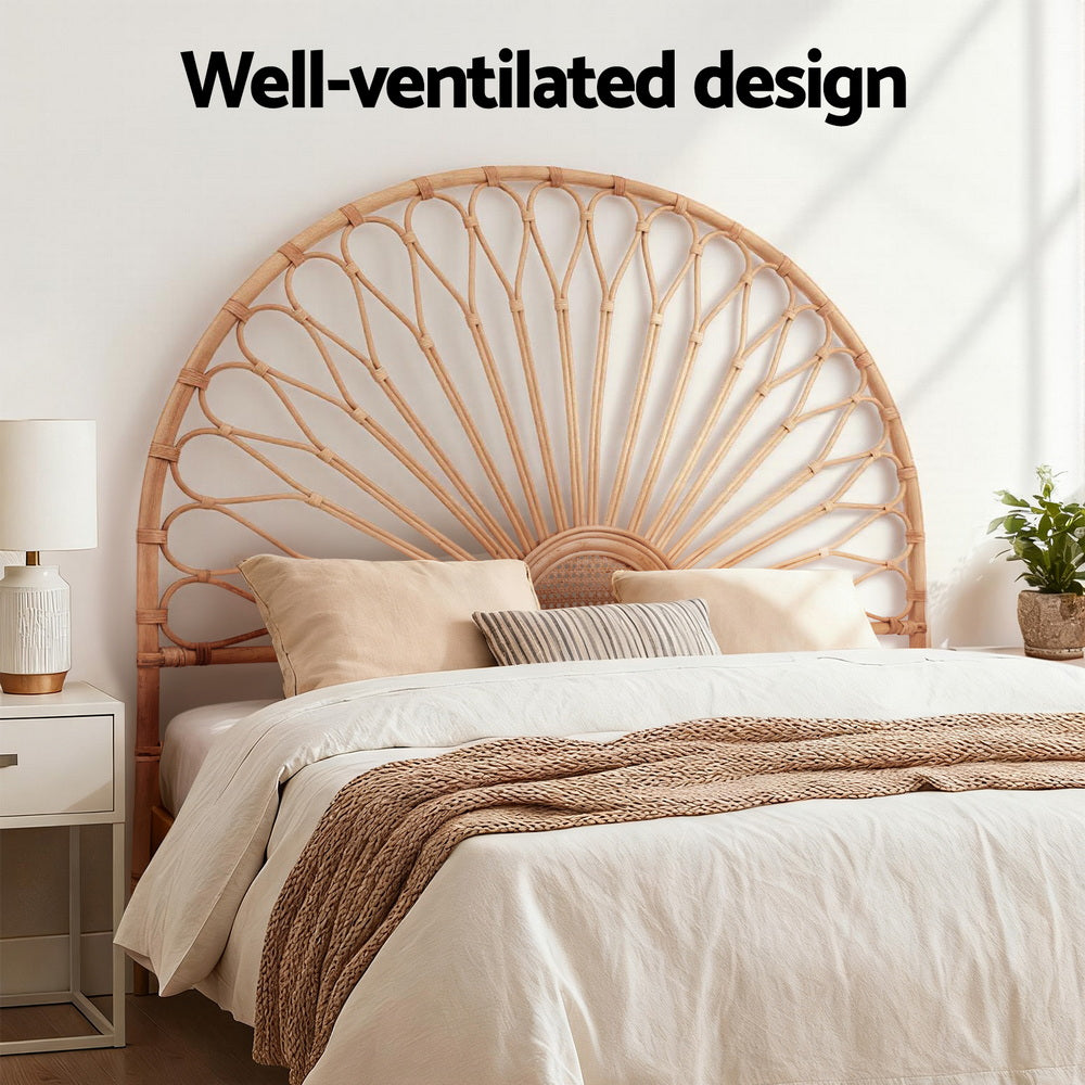 Artiss Bed Headboard Double Bedhead Rattan - MARI Pine