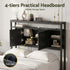 Bed Headboard King Single Storage Bedhead Charging Station Black