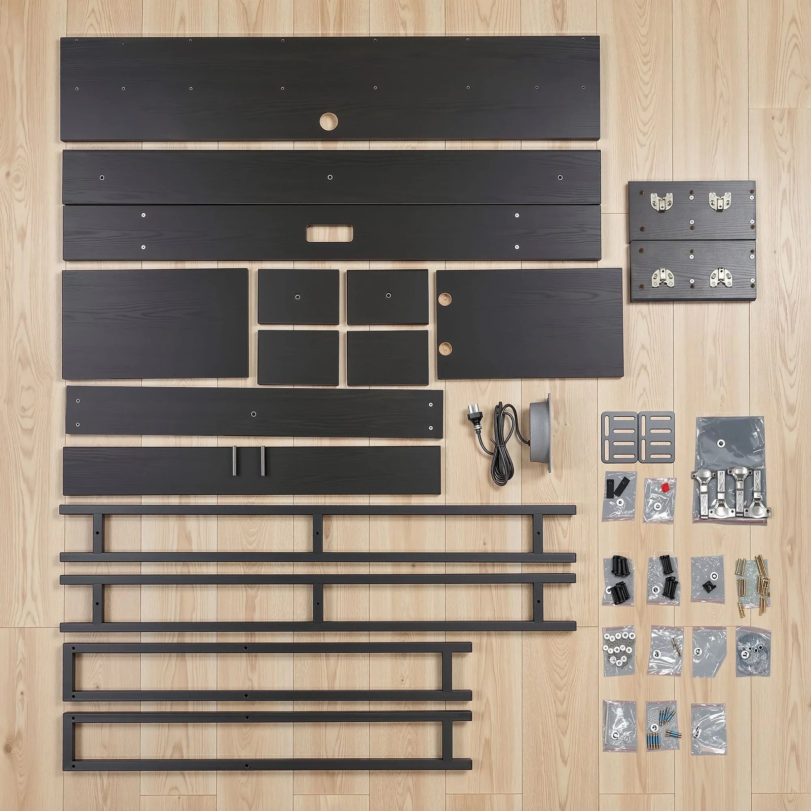 Bed Headboard King Single Storage Bedhead Charging Station Black
