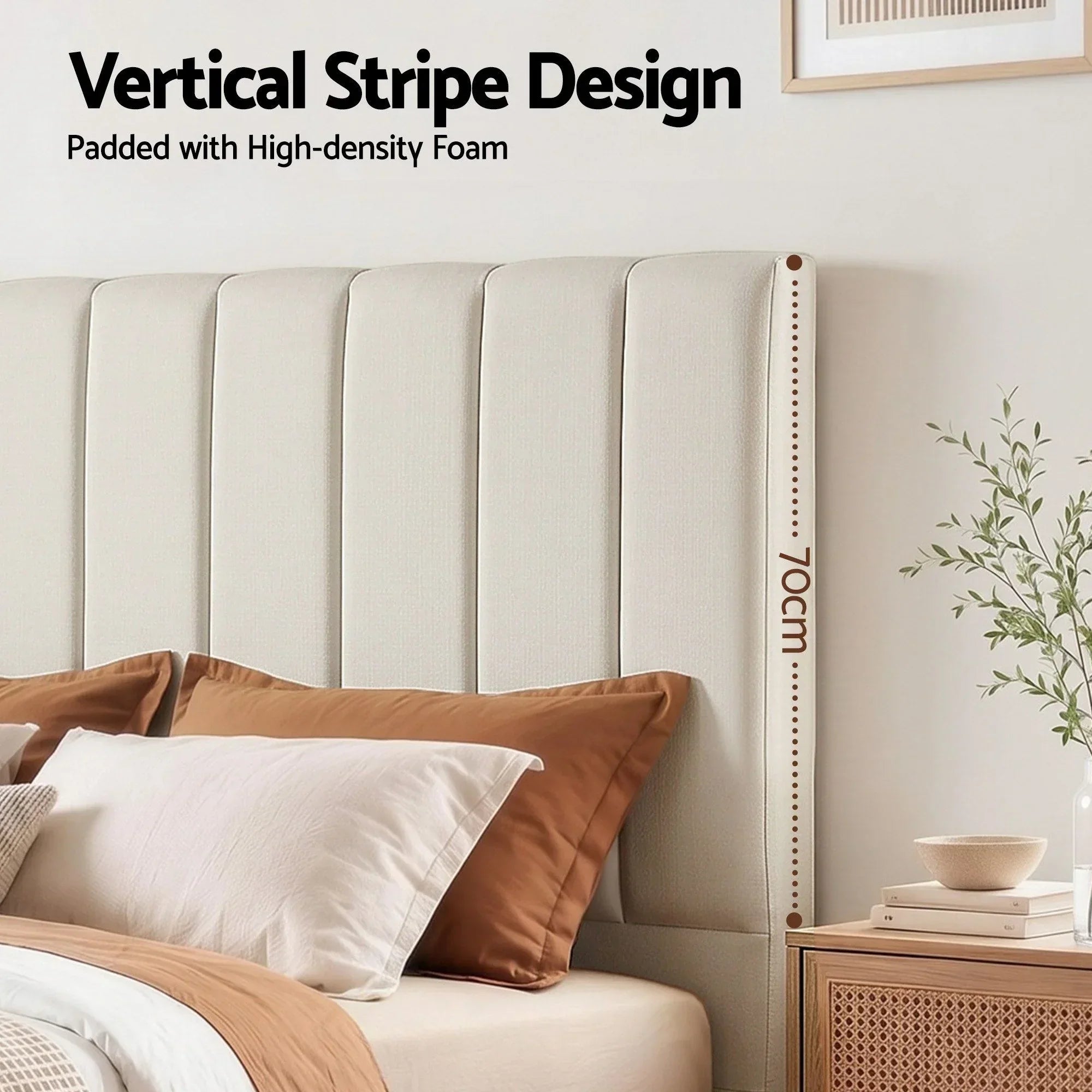 Bed Head Headboard King Linen 183CM - Beige