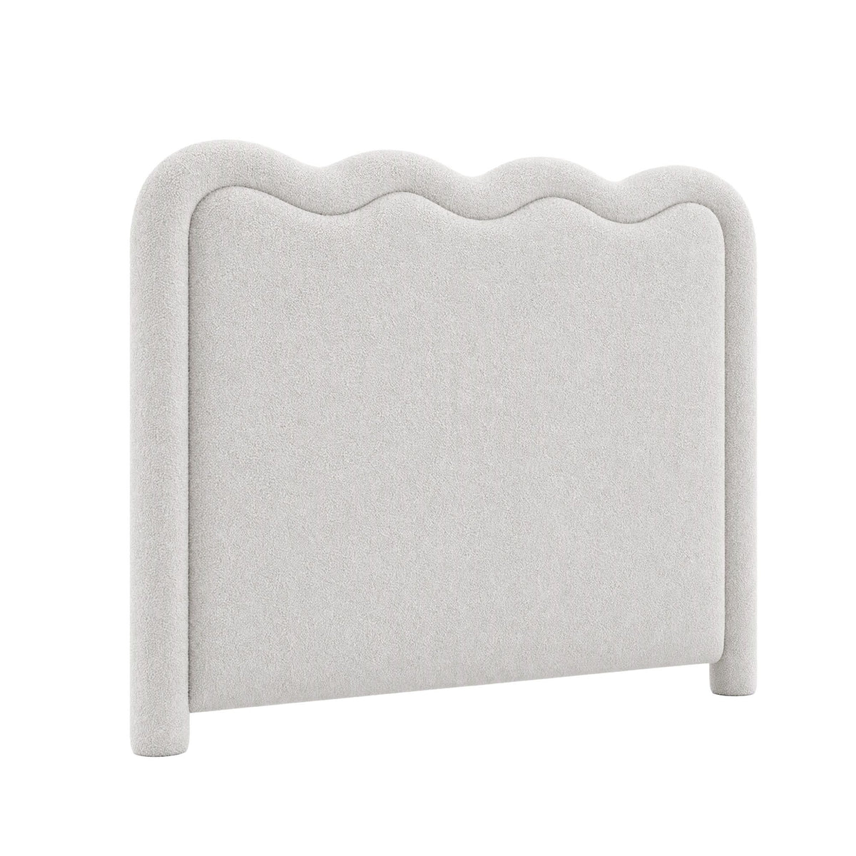 Artiss Boucle Bed Head Double Size Upholstered Wavy Headboard Beige