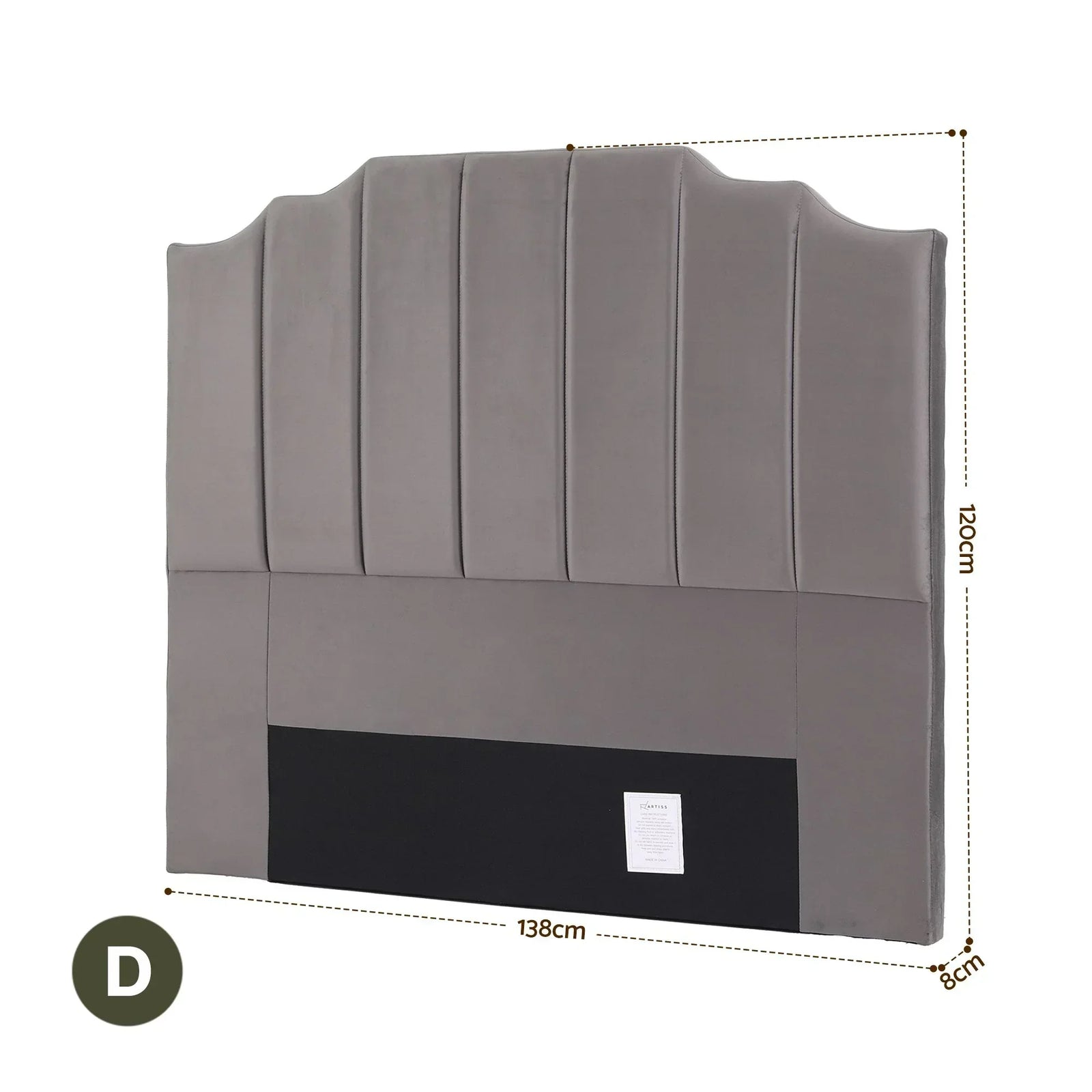 Bed Head Headboard Double Velvet 138CM - Grey