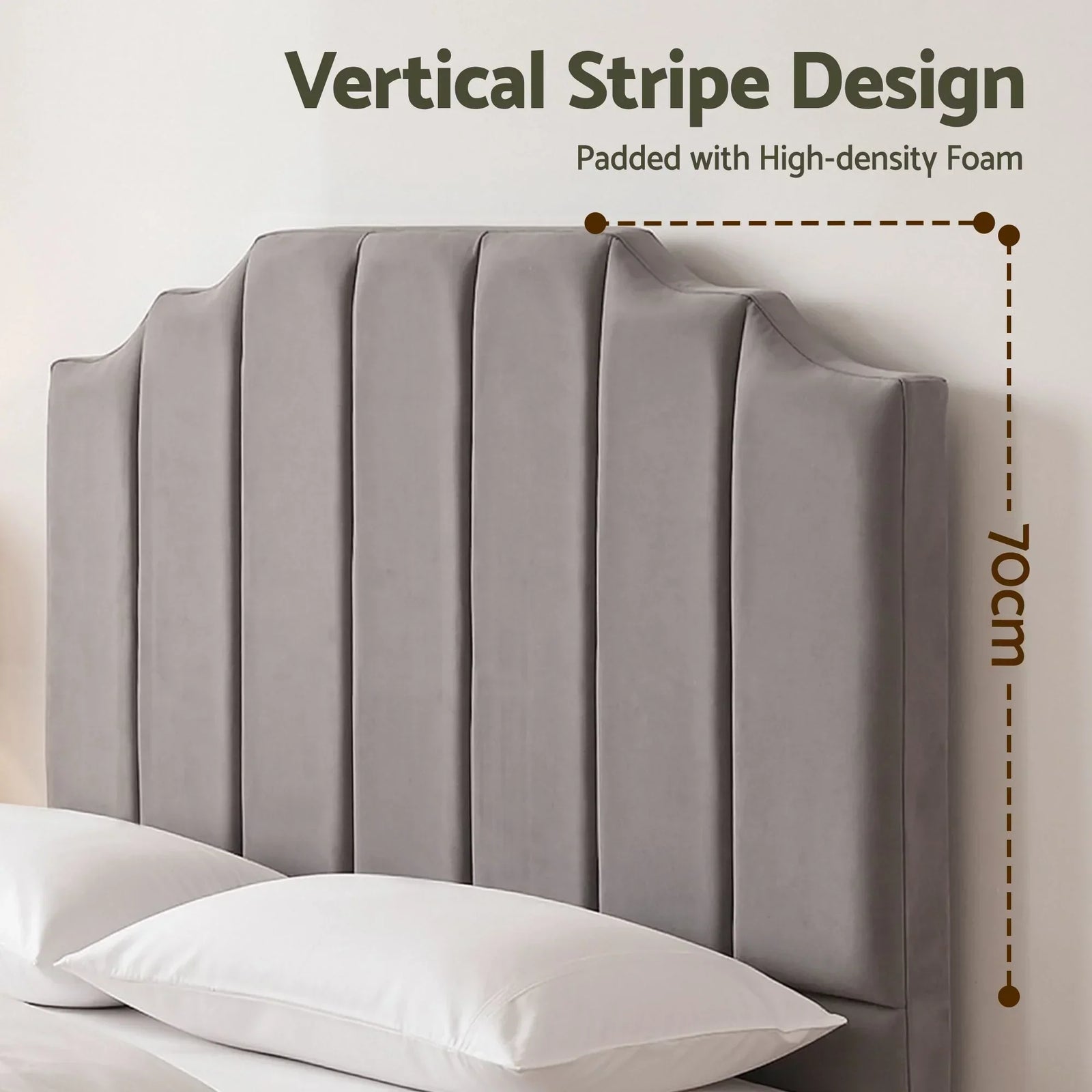 Bed Head Headboard Double Velvet 138CM - Grey