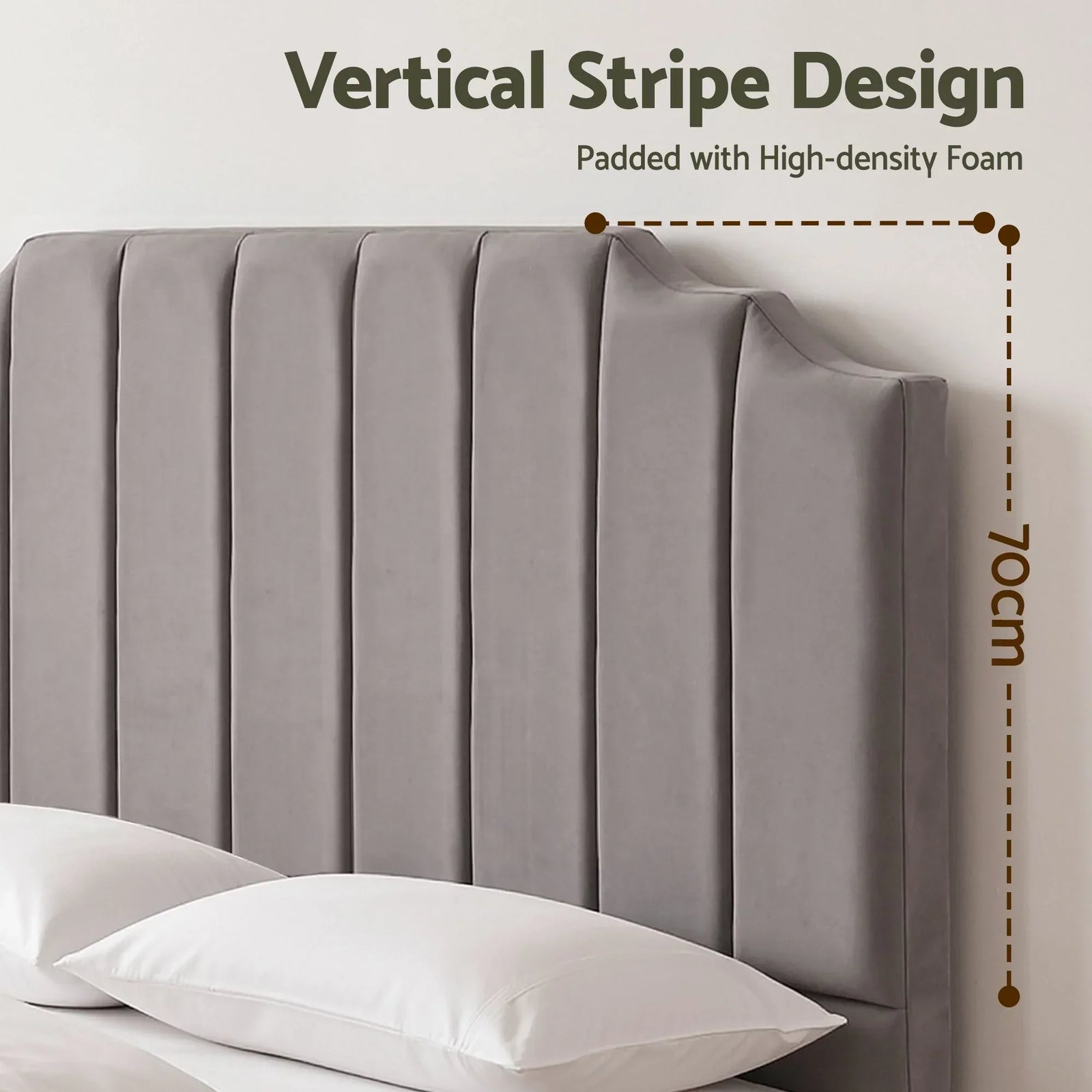 Bed Head Headboard King Velvet 183CM - Grey