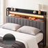 Artiss King Bedhead with Charging Station, Storage Shelves and RGB LED Grey