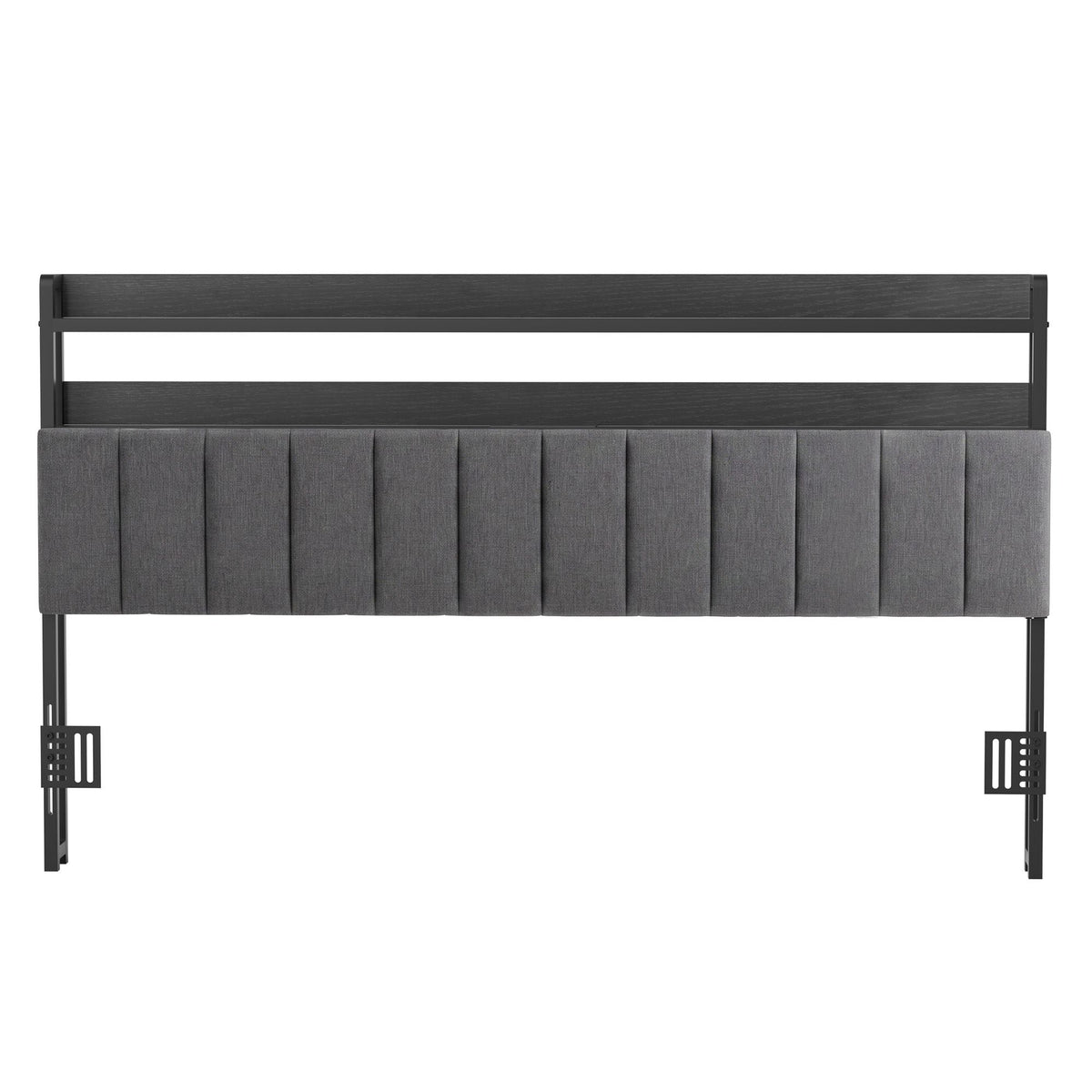Artiss King Bedhead with Charging Station, Storage Shelves and RGB LED Grey