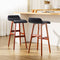 Set of 2 Sliva Bentwood Bar Stools PU Leather Walnut Frame Black Seat Kitchen Counter Chairs