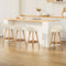 4x Swivel Bar Stools PU Leather Bentwood Beige 69cm