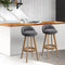 Artiss Set of 2 Grey Fabric Swivel Bar Stools Wooden Frame Kitchen Counter Chairs