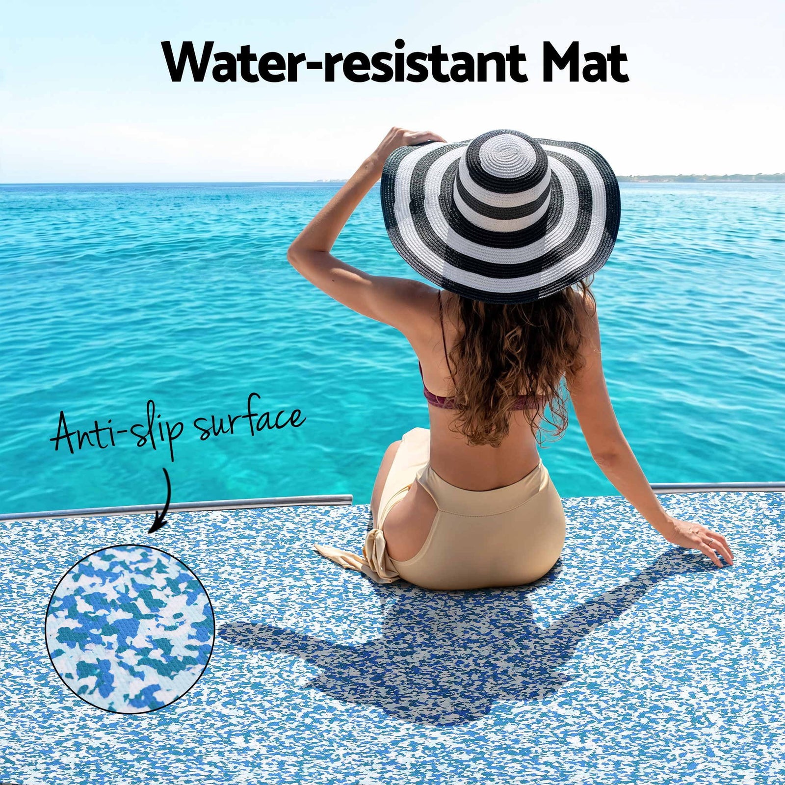 Boat Flooring, EVA Foam Decking Mat, 240x90cm, Blue Camo