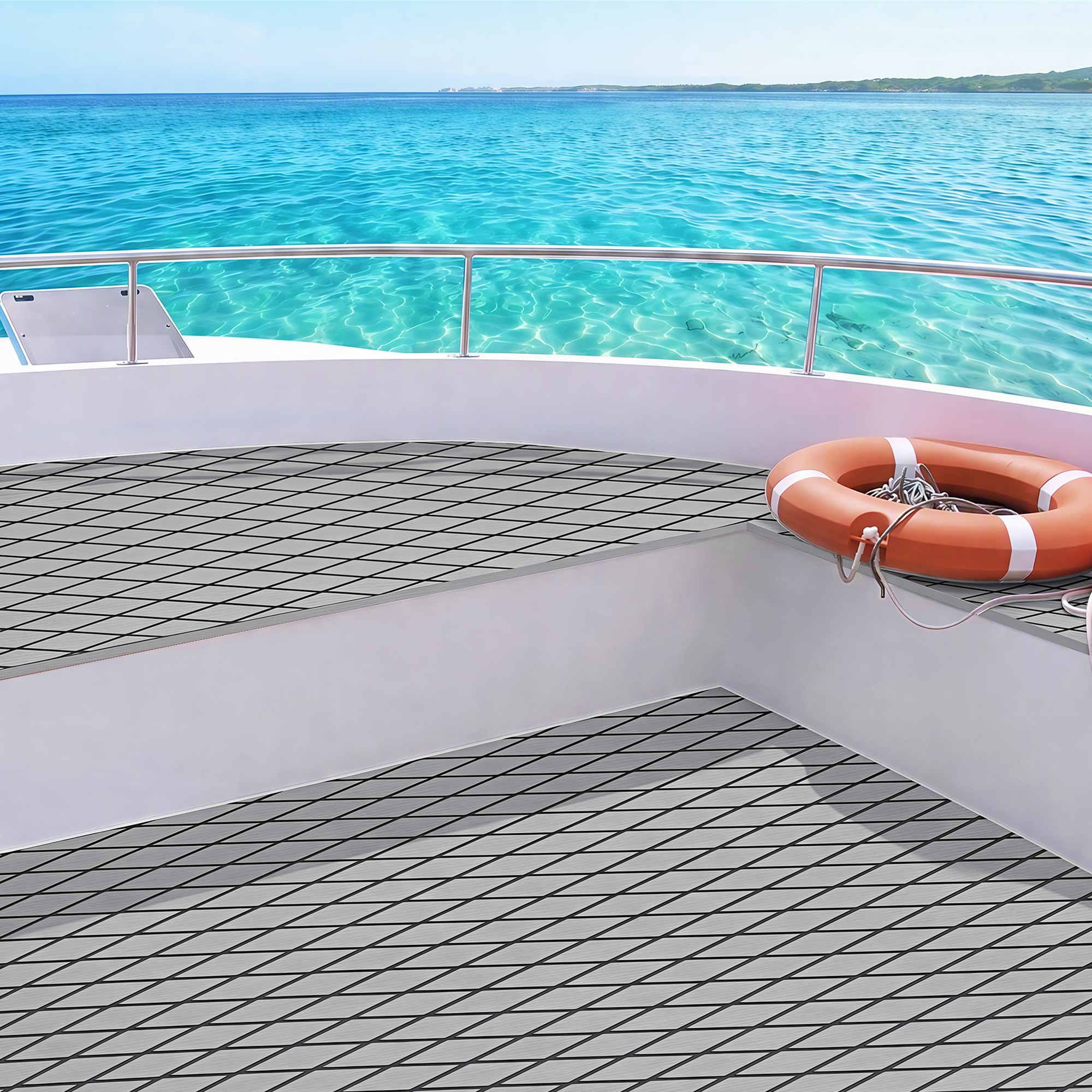 Seamanship EVA Foam Boat Flooring Deck Mat 240x90cm 6mm Self-Adhesive Light Grey