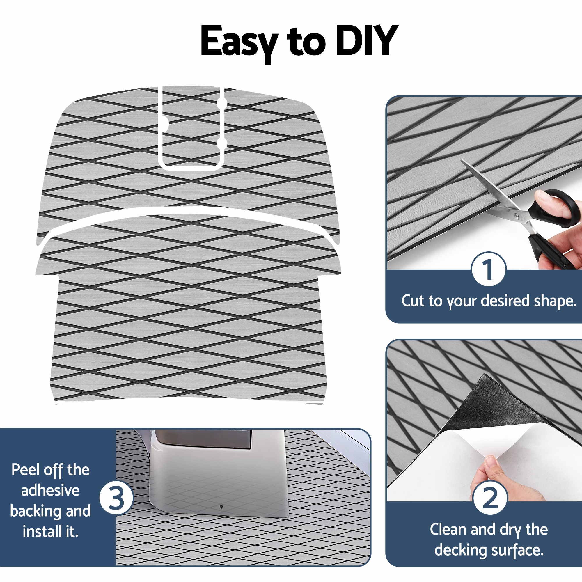 Seamanship EVA Foam Boat Flooring Deck Mat 240x90cm 6mm Self-Adhesive Light Grey