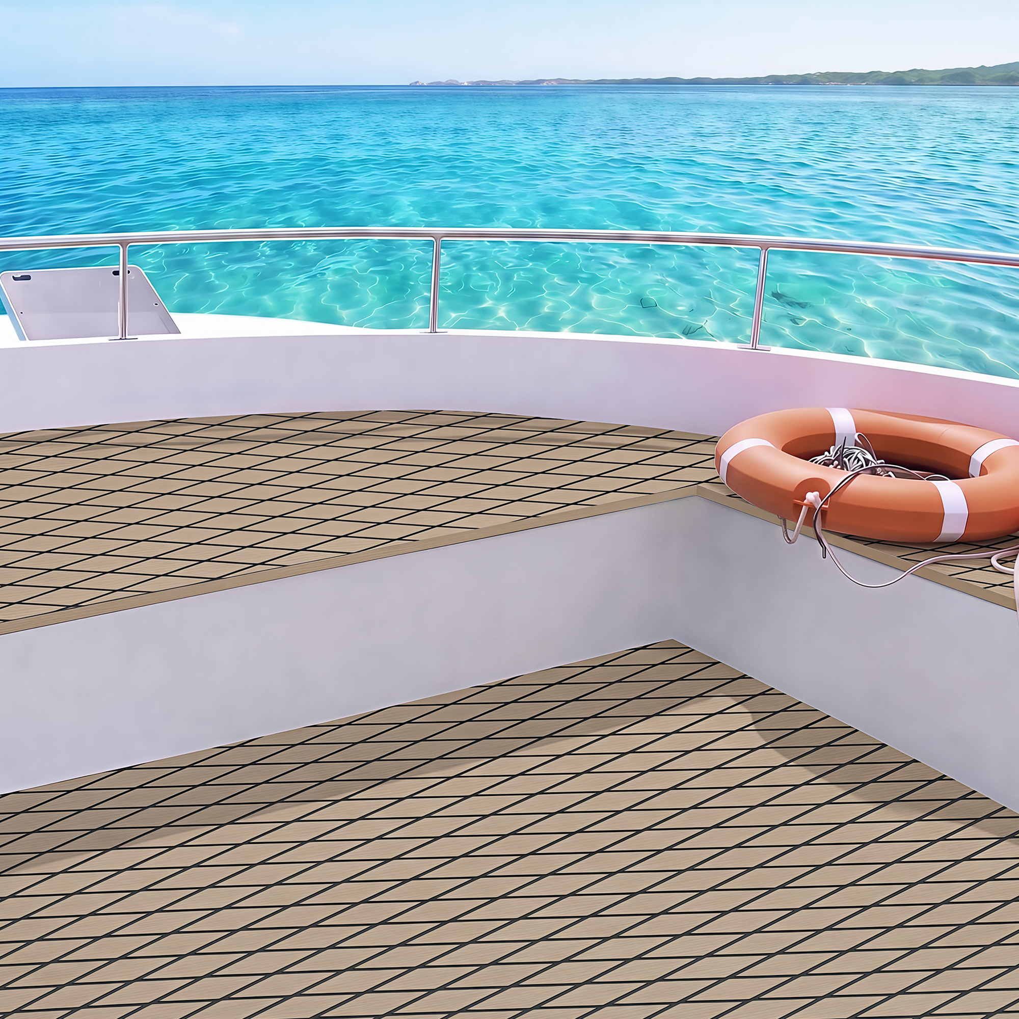 Seamanship EVA Foam Boat Flooring Deck Mat 240x90cm 6mm Self-Adhesive Taupe