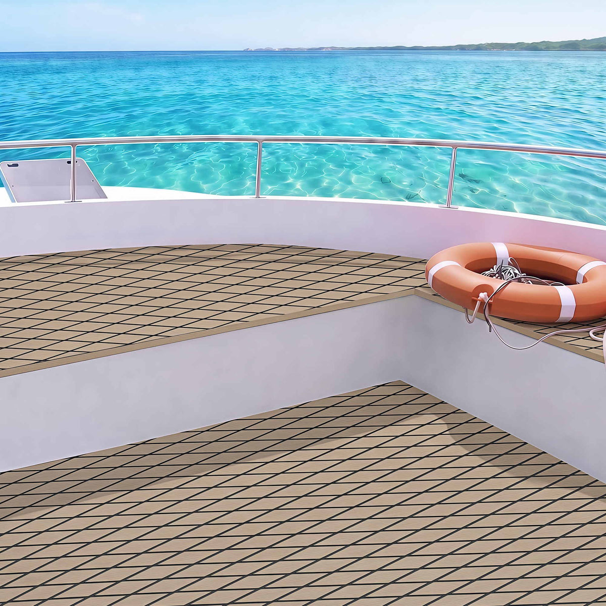 Seamanship EVA Foam Boat Flooring Deck Mat 240x90cm 6mm Self-Adhesive Taupe