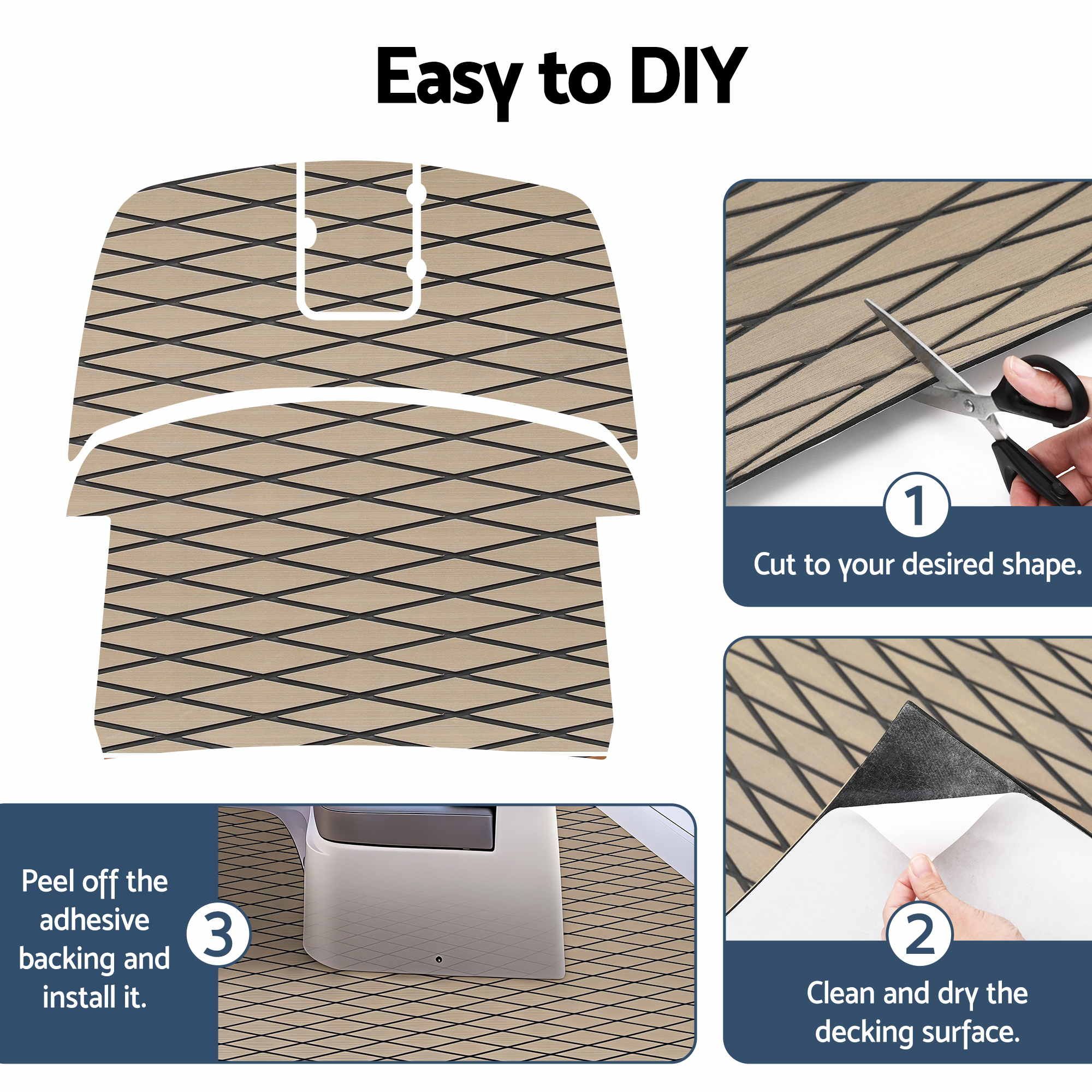 Seamanship EVA Foam Boat Flooring Deck Mat 240x90cm 6mm Self-Adhesive Taupe